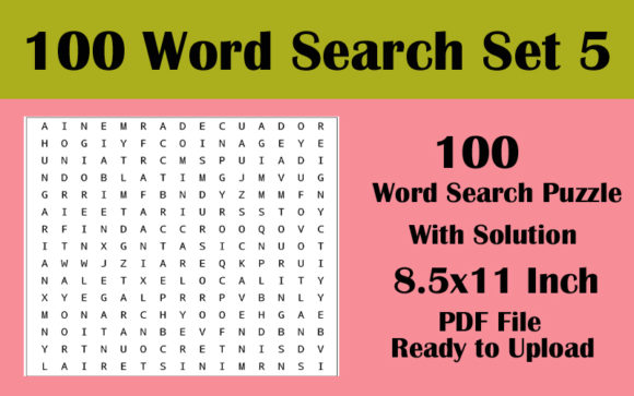 100 Word Search Puzzle 8.5x11 Vol 5: KDP Ready