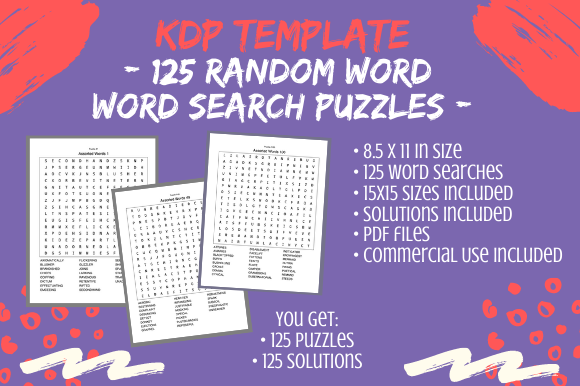 125 Random Word Search Puzzles, 15x15: A Production Asset for Activity Book Publishers