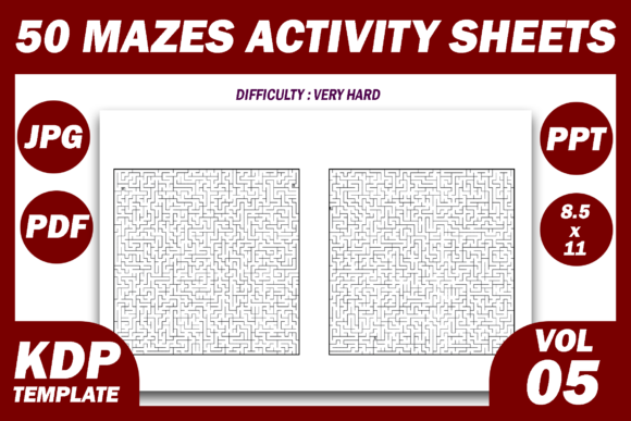 Evaluating 50 Maze Puzzles KDP Interior Volume 5 for Adult Activity Book Publishing