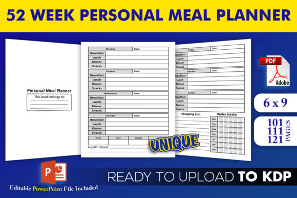 Personal Meal Planner KDP Interior: Editable PPTX Bundle