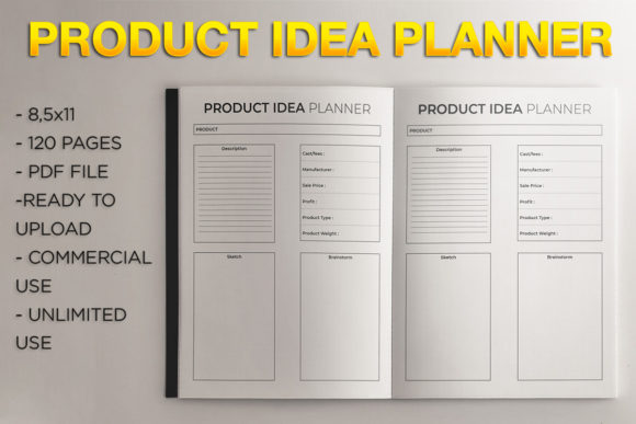 Product Idea KDP Template: No Bleed 8.5x11 Guide