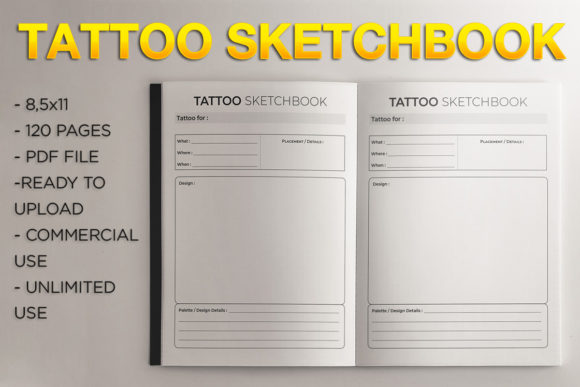 Tattoo Sketchbook L KDP Template: Streamlining Low-Content Book Creation